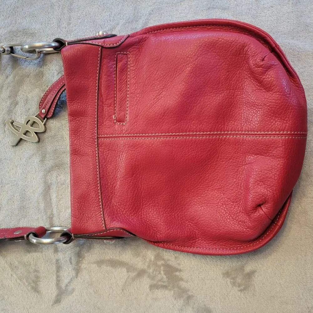 B.Makowsky Women's Crossbody Bag Genuine Leather, Raspberry Red Chic Minimalist